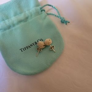 Tiffany & Co. Authentic Retired Twist Knot Earrings Sterling Silver w. Pouch